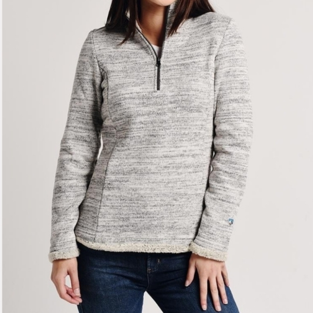 Kuhl Alska Women's Fleece Knit 1/4 Zip Jacket in Ash, Women's Size XL, Outdoor